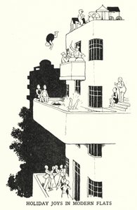 Vakantieplezier in moderne flats door William Heath Robinson