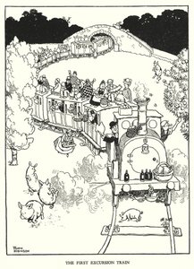 Illustratie voor Railway Ribaldry door W Heath Robinson door William Heath Robinson