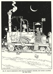 Illustratie voor Railway Ribaldry door W Heath Robinson