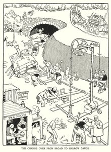 Illustratie voor Railway Ribaldry door W Heath Robinson