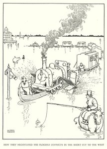 Illustratie voor Railway Ribaldry door W Heath Robinson
