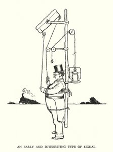 Illustratie voor Railway Ribaldry door W Heath Robinson (litho) door William Heath Robinson