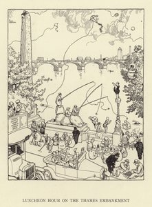 Lunchpauze op de Thames Embankment door William Heath Robinson