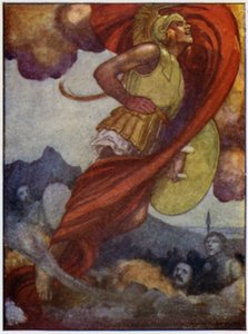 Mars, als een donderwolk, steeg op door de lucht naar Olympus door William Heath Robinson