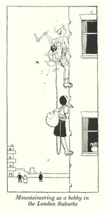 Bergbeklimmen als hobby in de Londense buitenwijken (litho)