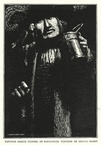 Panurge vraagt advies aan Pantagruel of hij moet trouwen door William Heath Robinson