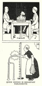 Snelle Service in Ontbijtparloerette door William Heath Robinson