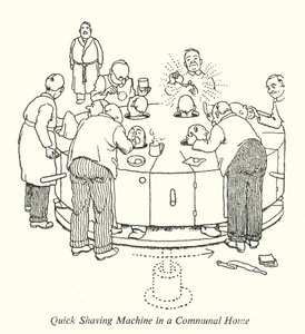 Snelle Scheermachine in een Gemeenschappelijk Huis door William Heath Robinson
