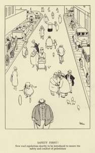 Veiligheid eerst! Nieuwe verkeersregels binnenkort ingevoerd om de veiligheid en het comfort van voetgangers te waarborgen door William Heath Robinson