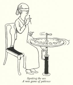 De aas spotten, een nieuw patience-spel (litho)