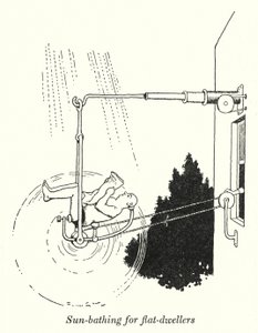 Zonnebaden voor flatbewoners door William Heath Robinson