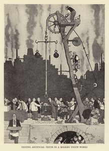 Testen van kunstgebitten in een moderne tandheelkundige werkplaats door William Heath Robinson