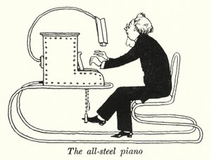 De volledig stalen piano door William Heath Robinson
