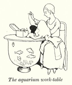 De Aquarium Werktafel (litho)