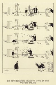 De nieuwe meetstoel nu in gebruik door de meeste kleermakers in het westen door William Heath Robinson