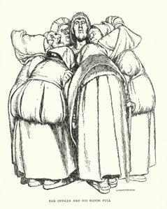 De officier had zijn handen vol (litho) door William Heath Robinson