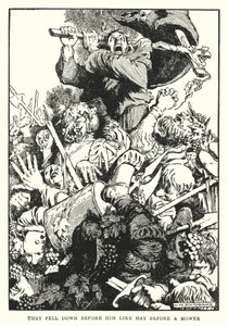 Ze vielen voor hem neer als hooi voor een maaier door William Heath Robinson