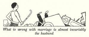 Wat er mis is met het huwelijk is bijna altijd de echtgenoot (litho) door William Heath Robinson