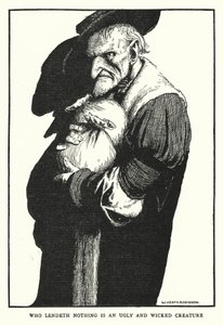 Wie niets leent is een lelijk en slecht schepsel (litho) door William Heath Robinson