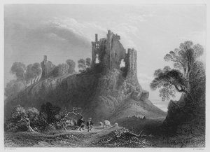 Carrigogunnell Kasteel, nabij Limerick (gravure)