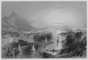 Clew Bay, vanuit Westport (gravure)