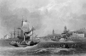 Gravesend, gegraveerd door Henry Adlard, ca. 1830 (gravure)