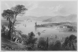 De Cork Rivier, vanaf onder de Glanmire Road (gravure)
