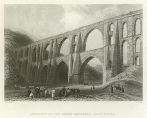 Aquaduct van de keizers, nabij Pyrgo, Turkije door William Henry Bartlett
