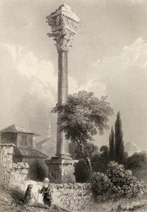 Zuil van Marcian, Istanbul, Turkije, gegraveerd door H. Adlard door William Henry Bartlett