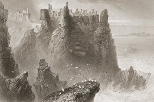 Kasteel Dunluce, County Antrim, Noord-Ierland, uit 