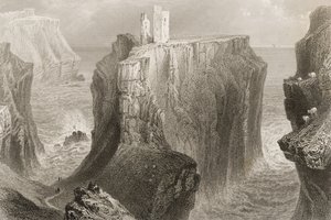 Kasteel Dunseverick, County Antrim, Noord-Ierland, uit 