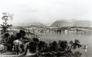 Genève vanuit Coligny, gegraveerd door Robert Wallis door William Henry Bartlett