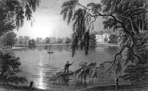 Gosfield Hall, vanaf de Weathersfield Road, Essex, gegraveerd door Charles Mottram, 1833