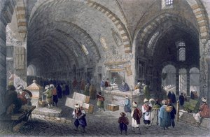 Grote Laan in de Tchartchi, ca. 1850 (gekleurde aquatint) door William Henry Bartlett