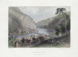 Harpers Ferry (vanaf de Potomac-zijde), uitgegeven 1839 door William Henry Bartlett