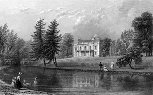 Moor Hall, nabij Harlow, Essex, gegraveerd door John Rogers, 1833