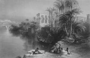 Scène aan de rivier de Nijl bij Philoe, boven Syene (gravure)