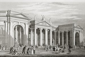 De Bank van Ierland, Dublin, gebouwd in 1729, uit 