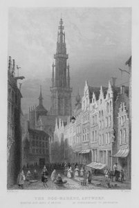 De Eierenmarkt, Antwerpen door William Henry Bartlett