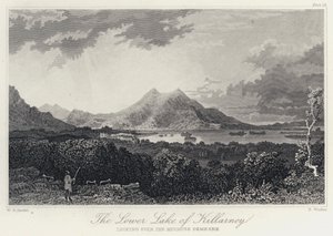 Het lagere meer van Killarney, kijkend over het Mucruss landgoed (gravure)