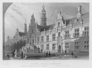Stadhuis, Leiden door William Henry Bartlett