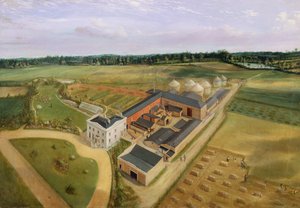 Tiptree Hall en boerderij, Essex, c.1850-60 door William Henry Browne