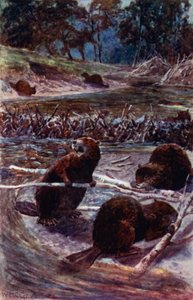 "Ze bouwen een dam over de stroom" door William Henry Charles Groome