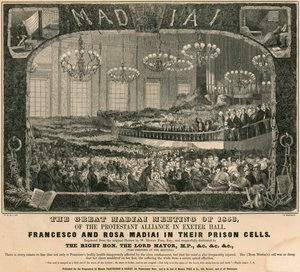 De grote Madiai-bijeenkomst van 1853 van de Protestantse Alliantie in Exeter Hall, Londen door William Henry Fisk
