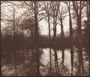 Winterbomen weerspiegeld in een vijver, 1841-42
