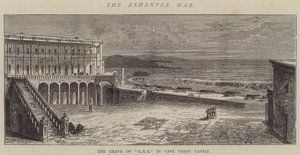 De Ashantee Oorlog, het Graf van L E L in Cape Coast Castle door William Henry James Boot