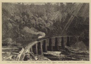 De kloof van Metlac en brug op de Vera Cruz en Mexico Spoorweg door William Henry James Boot