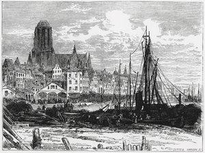 Zicht op Frankfurt am Main met de Witte Dameskerk op de achtergrond, gegraveerd door Cutts en Harrison