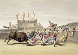 Chulos die met de stier spelen, 1865 door William Henry Lake Price