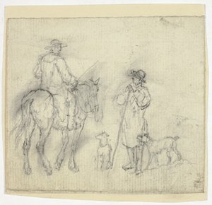 Man met honden en een ander te paard door William Henry Pyne